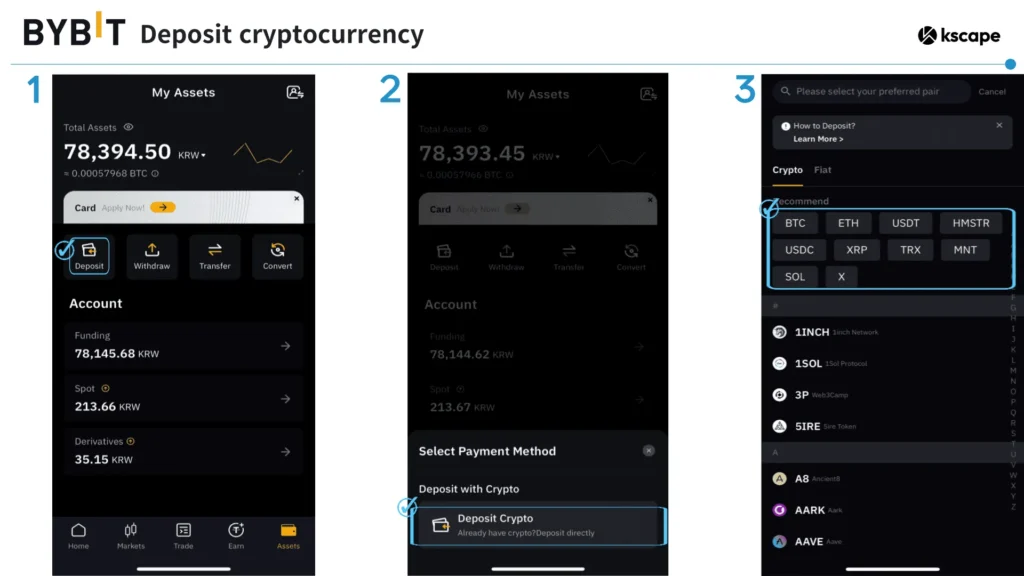 Bybit deposit process image