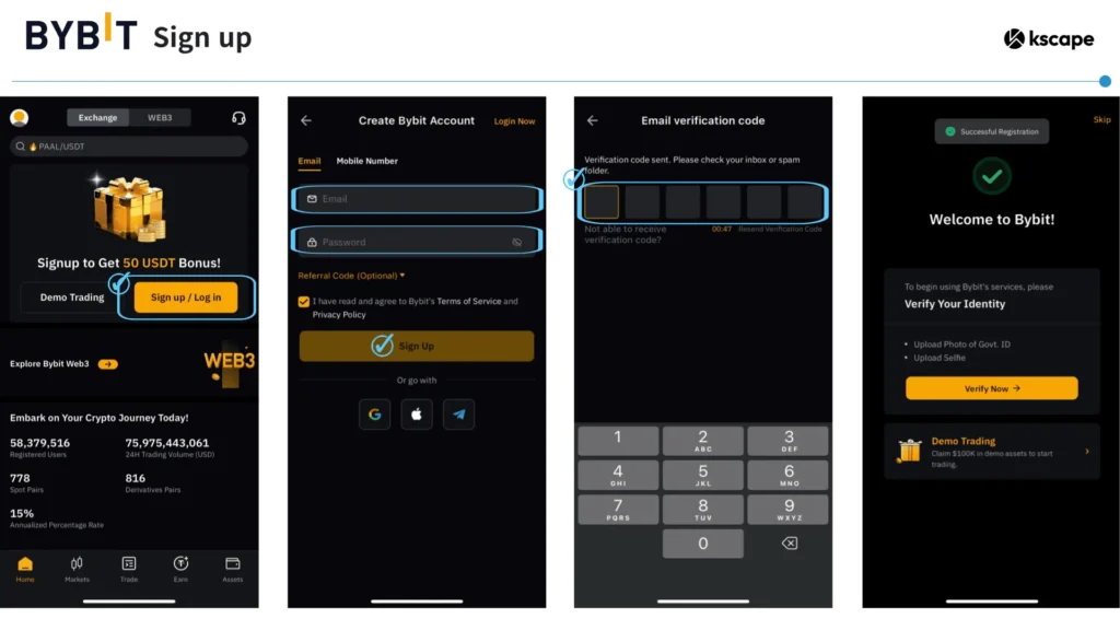 Bybit sign up process image