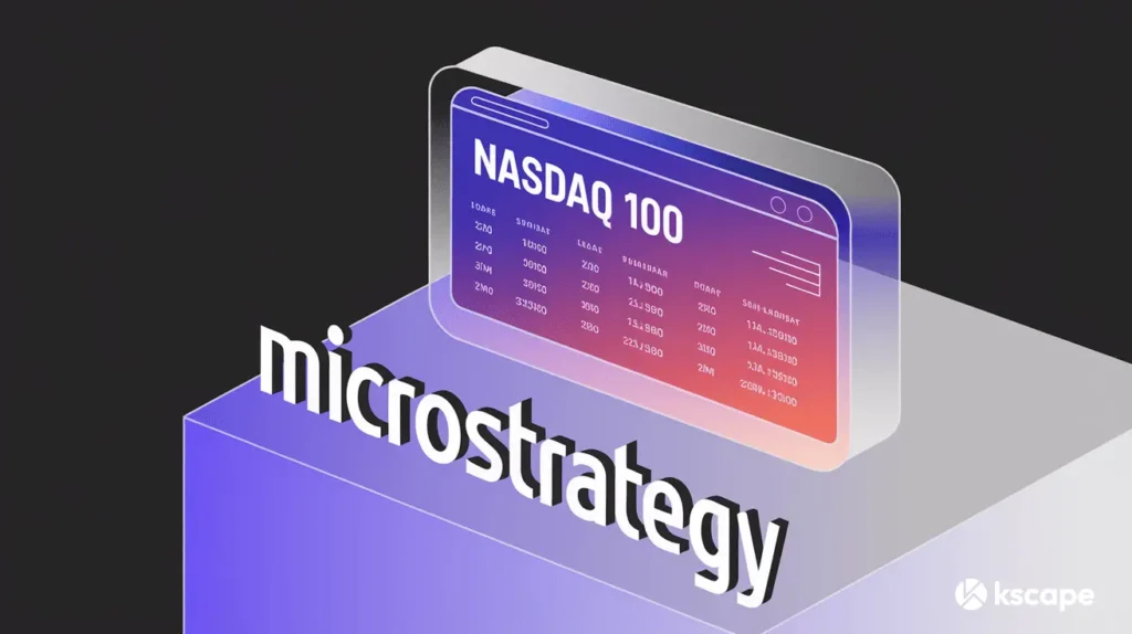 마이크로스트래티지 나스닥 100 편입 소식을 의미하는 이미지