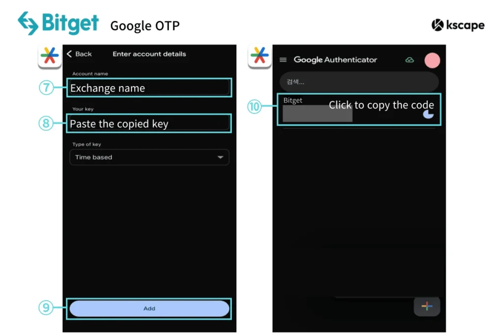 Enter setup key in Google Authenticator