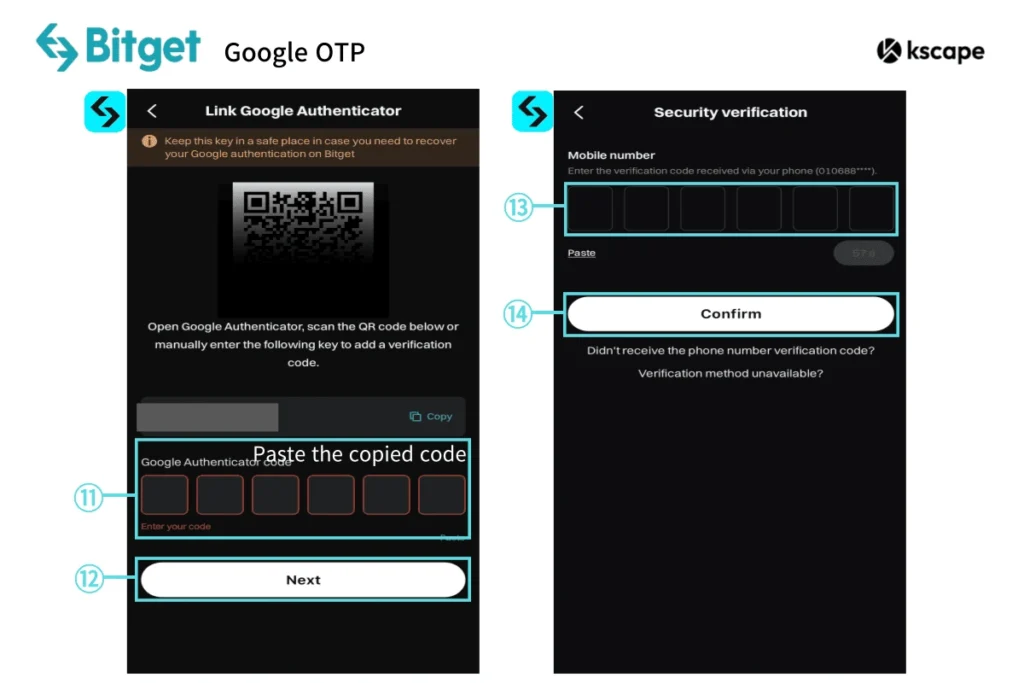 Paste copied key in Google Authenticator