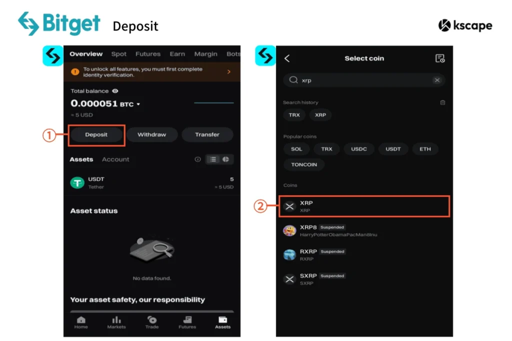 bitget-deposit menu