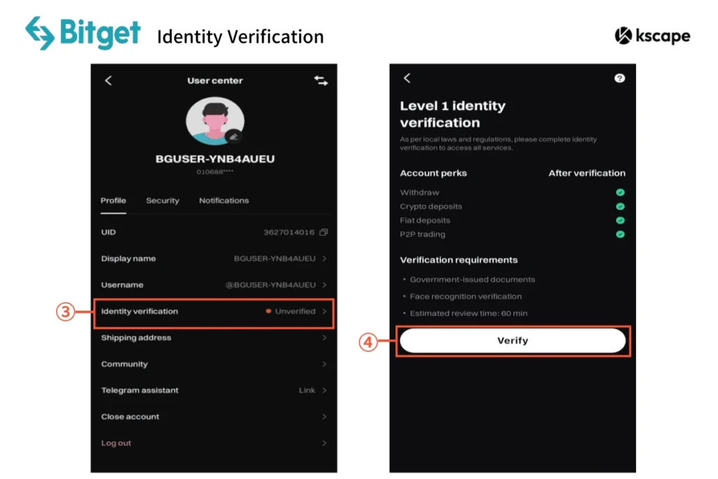 Bitget - Start KYC Verification